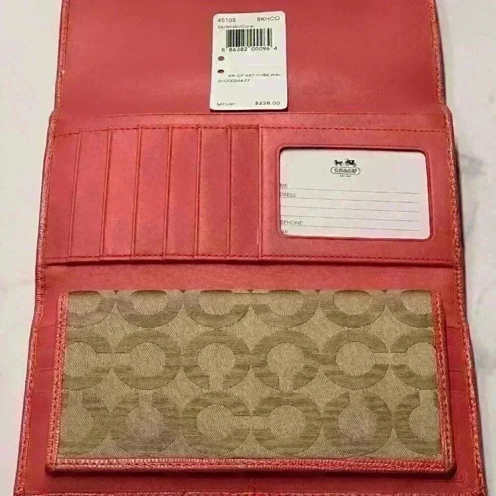 Coach Kristin C Op Art Large Checkbook Wallet 45105 NWT!
